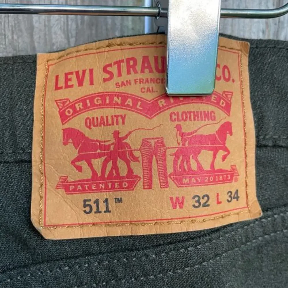 Levi's 511‎ Trousers Skinny Fit Stretch Cotton Mid-Rise Size W32 L34 Dark Gray
